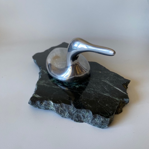 Vintage Haselton Sculpture: Aluminium LOON on Marble Base, Signed, Collectible - Picture 10 of 15